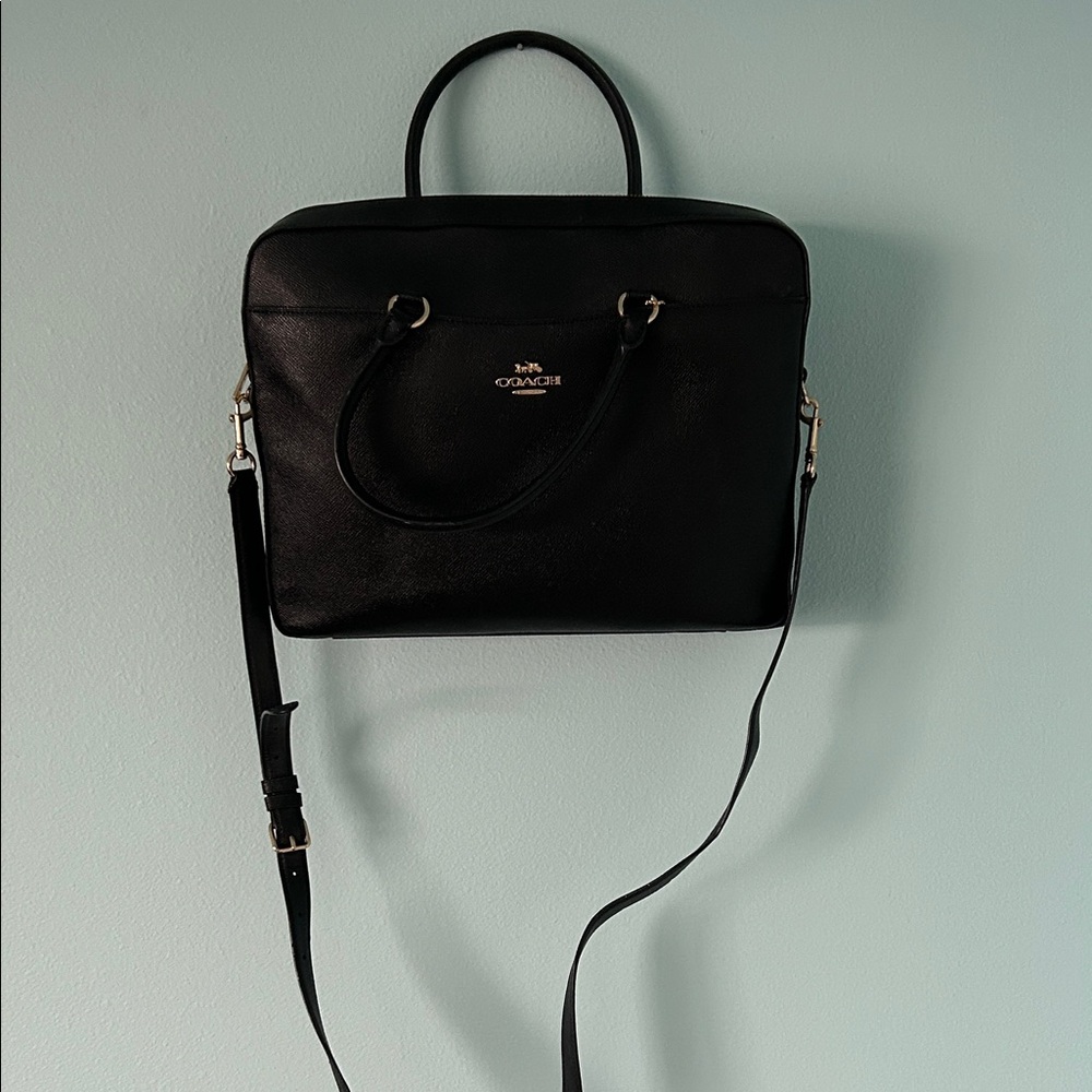 Coach Black Leather Laptop Bag